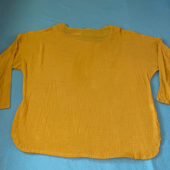 ZANZEA COLLECTION gauze pull over long sleeve chest pockets mustard NWT size 5X - Picture 10 of 10
